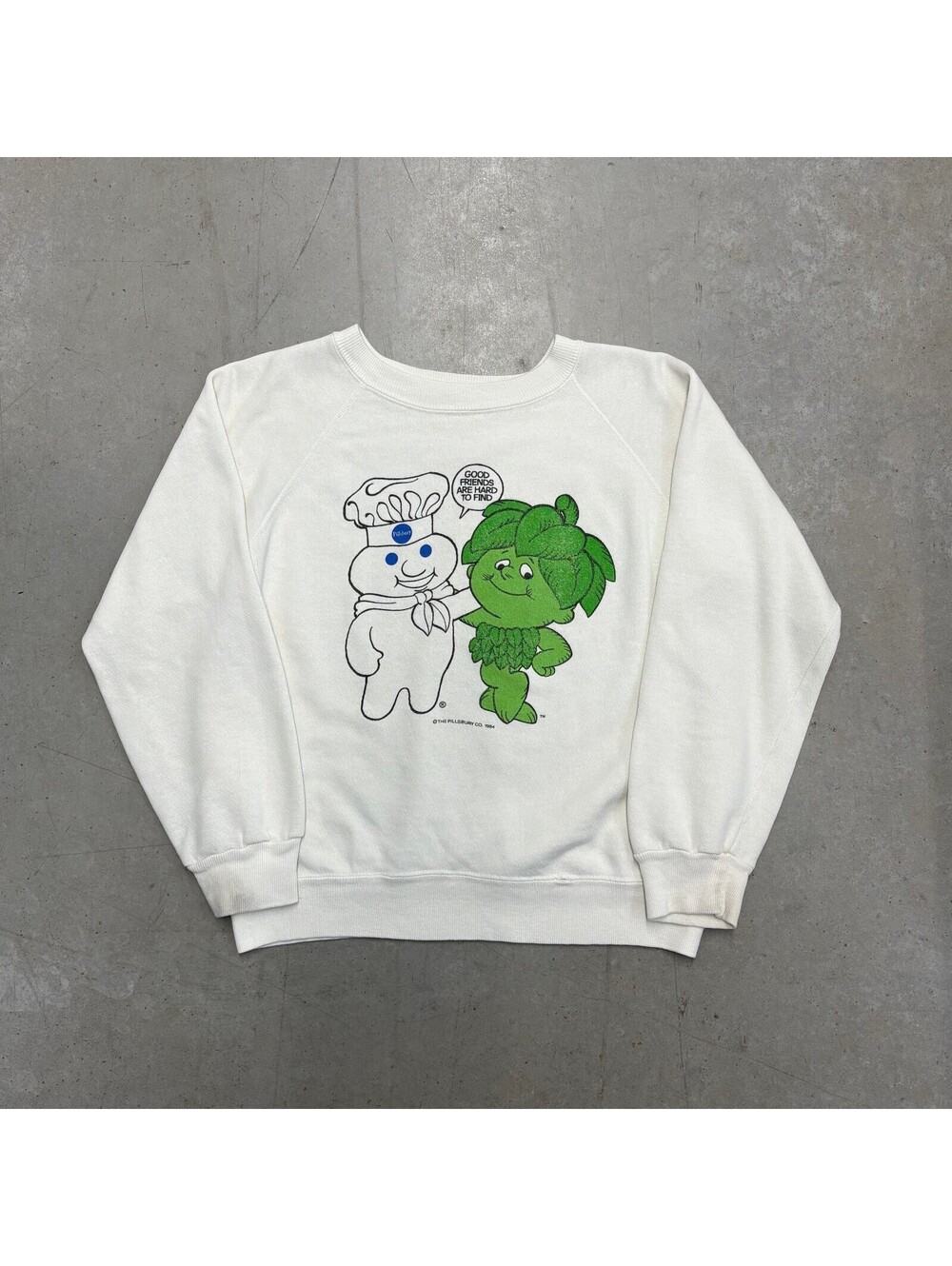 Vintage 80s Pillsbury Doughboy Cartoon Graphic Sweatshirt Small White